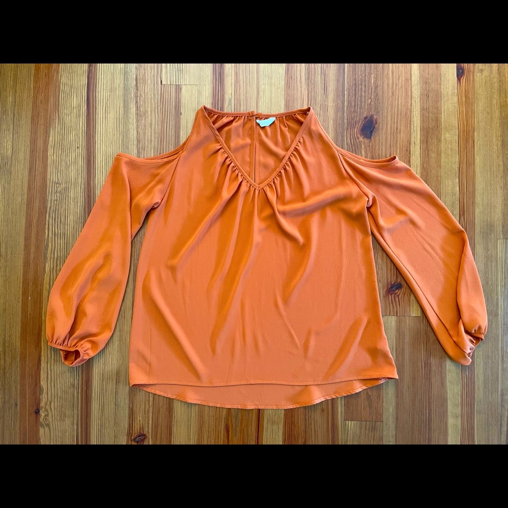 Orange Cold Shoulder Blouse